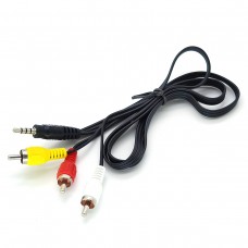 Аудио-видео кабель, 3,5джек- 3 RCA, шнур 30см, черный