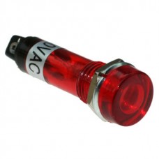 Лампа индикаторная, неоновая в корпусе, цвет красный, 220В, (N-805-R)