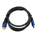 Видео шнур HDMI-HDMI, оплетка 5м, 2 фильтра, (GOLD)