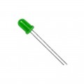 Светодиод зеленый яркий,  матовая линза 5мм, 2000-3000mcd, 3.0-3.2В