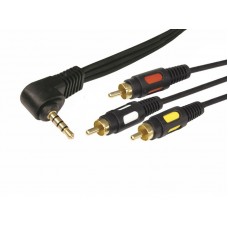 Аудио-видео кабель, 3,5джек- 3 RCA, шнур 1,5м, черный, GOLD